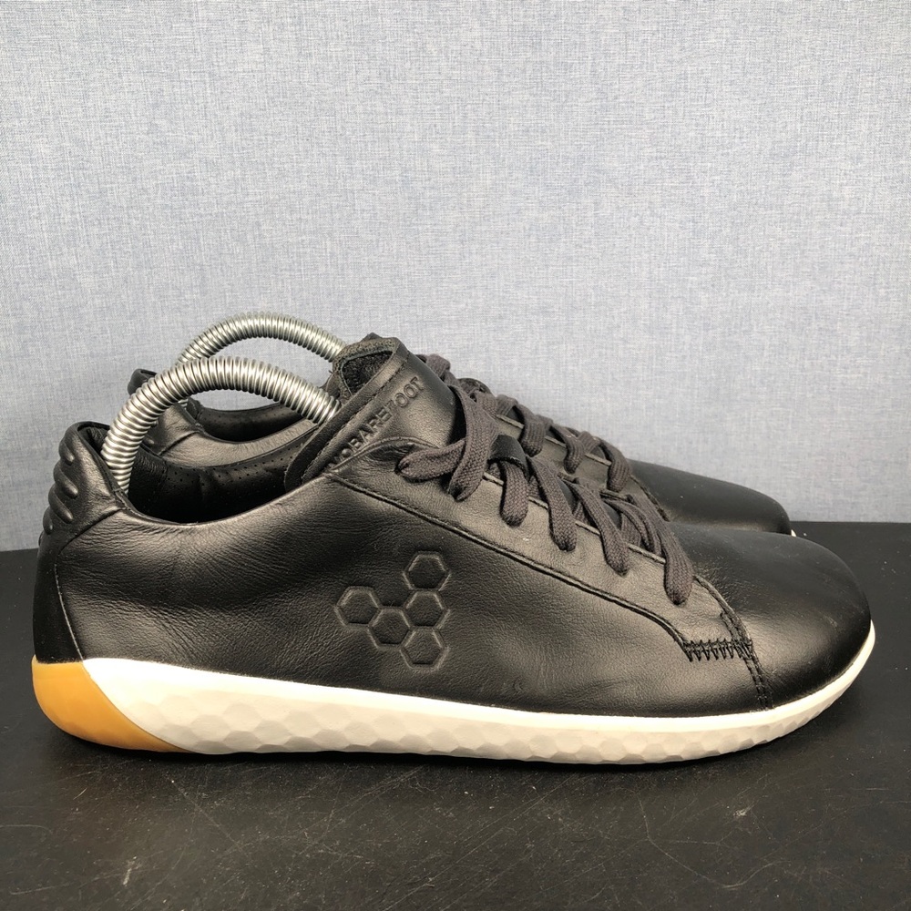 VivoBarefoot Women's Geo Court II Obsidian Black Leather Running Shoe size 8